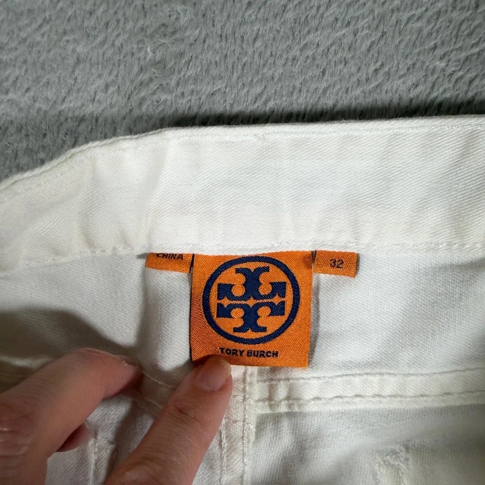 Tory Burch Jeans Womens 32 White Cropped Skinny Low Rise Denim‎ Pants